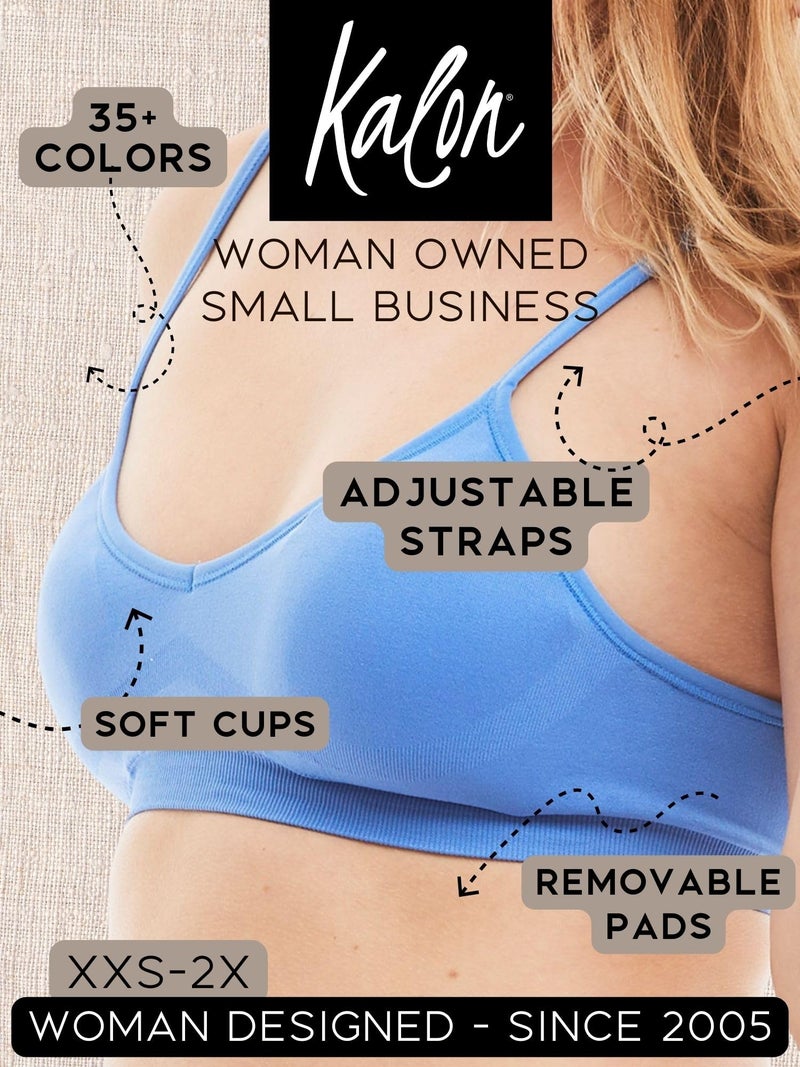 Kalon Womenâ€™s 4 Pack Demi Padded Bralette Wireless Comfortable Bra (M/L Busty, Light Vintage) - Image 4